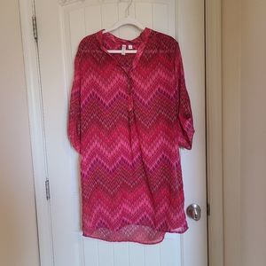 Pink Zig Zag Blouse beach cover up, size Large
